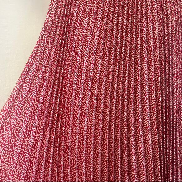 Vince Camuto Pleated Midi Skirt Womens Small Pink White Elastic Waist Lined Soft - Picture 3 of 10